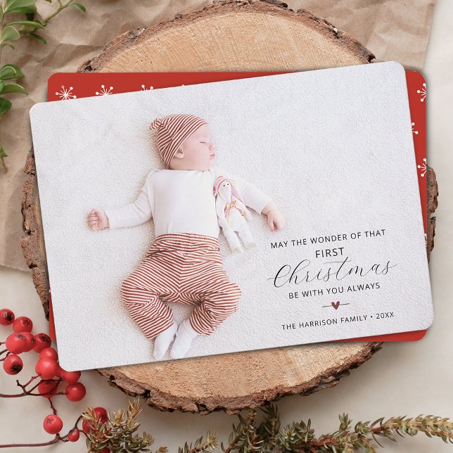 Tarjeta Festiva La primera foto navideña del bebé (Baby's First Christmas Photo Holiday Card)
