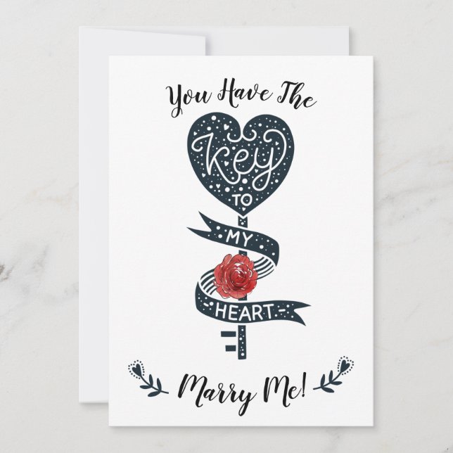 Tarjeta Festiva La propuesta de matrimonio día de San Valentín es  (Anverso)