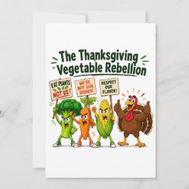 Tarjeta Festiva La Rebelión de las Verduras de Acción de Gracias