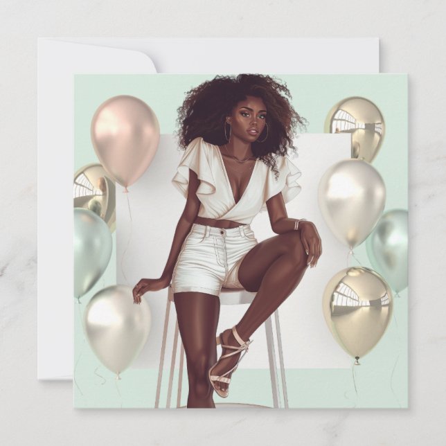 Tarjeta Festiva La reina negra afroamericana Melanin Sista Shopp (Anverso)