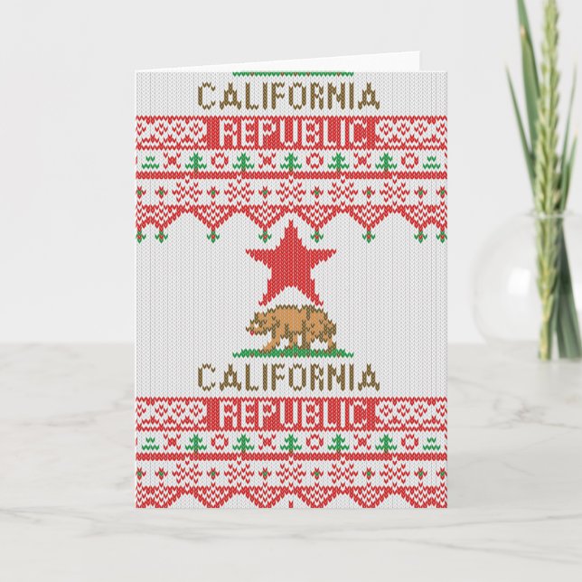 Tarjeta Festiva La república de California refiere el suéter feo (Anverso)