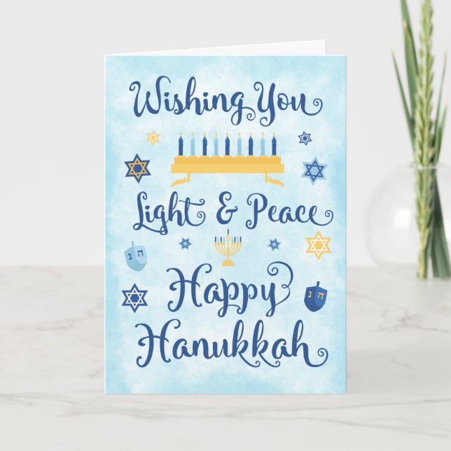 Tarjeta Festiva La singular Hanukkah luz y paz (Anverso)