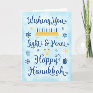 Tarjeta Festiva La singular Hanukkah luz y paz