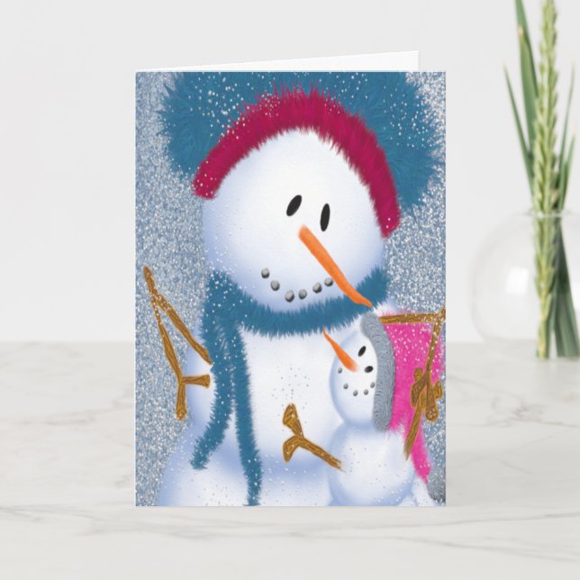 Tarjeta Festiva La Snowmomma y la Snowgirl (Anverso)