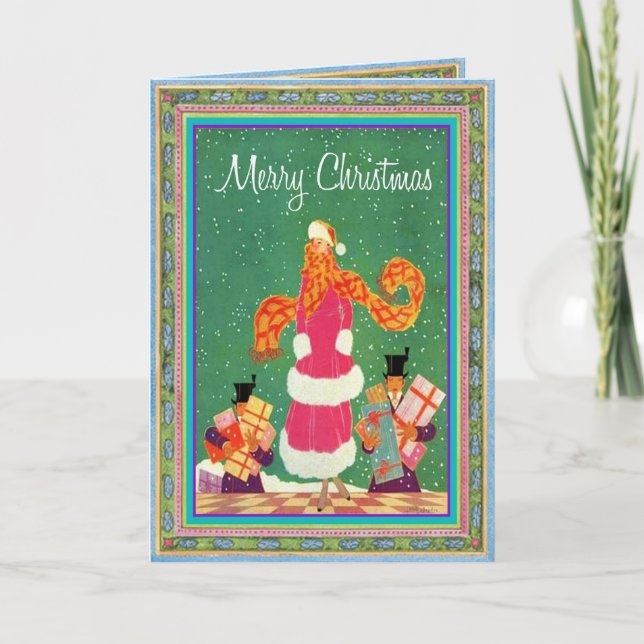 Tarjeta Festiva La Sra. Claus, de moda (Anverso)