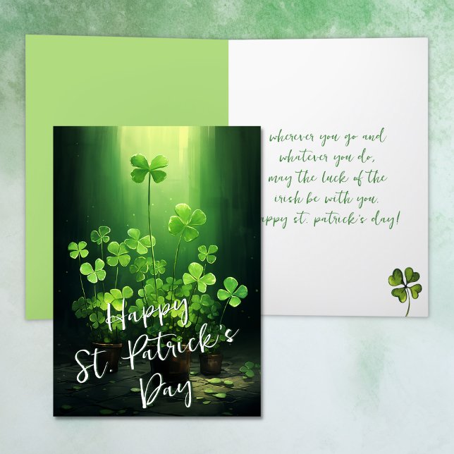 Tarjeta Festiva La suerte del Día de los Ropos Irlandeses en San P (Luck of the Irish Clovers St Patrick's Day Holiday Card)