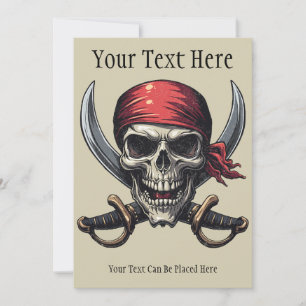 Tarjeta Festiva La Taberna Pirata del Mar - Calavera en huesos