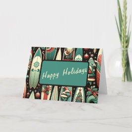 Tarjeta Festiva La tabla de surf de Santa