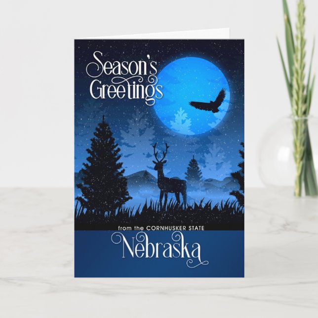 Tarjeta Festiva La temporada de Nebraska saluda a Woodland Moose (Anverso)