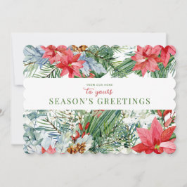 Tarjeta Festiva La temporada de saludos Floral acuarela estelada