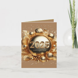 Tarjeta Festiva La tipografía de oro feliz año nuevo 2025 doblado
