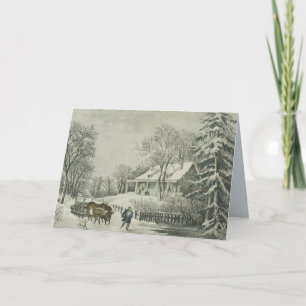 Tarjeta Festiva La tormenta de nieve - Currier e Ives