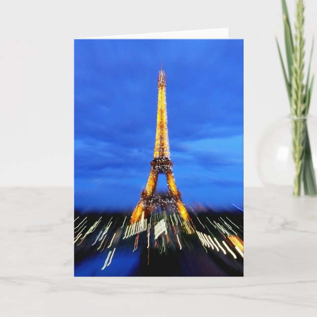 Tarjeta Festiva La Torre Eiffel de París Francia (Anverso)