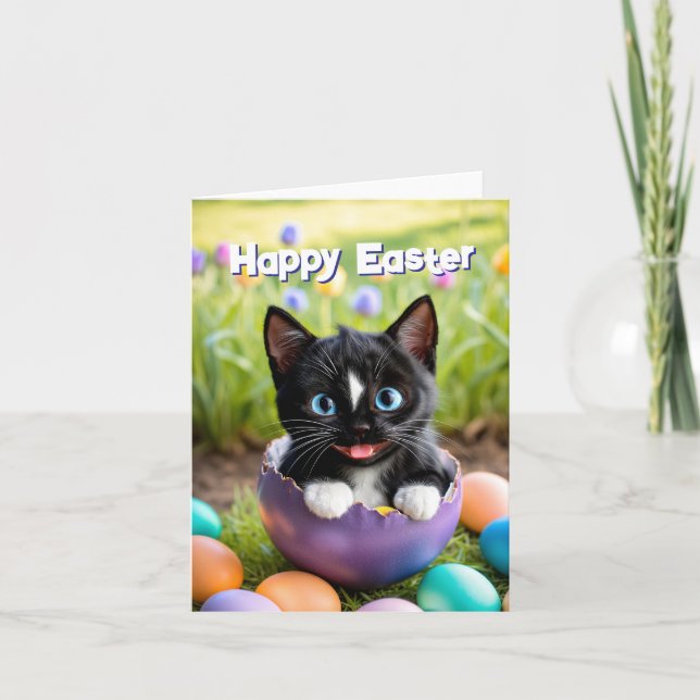 Tarjeta Festiva La travesura de Pascua: La toma del huevo de Felin (Anverso)