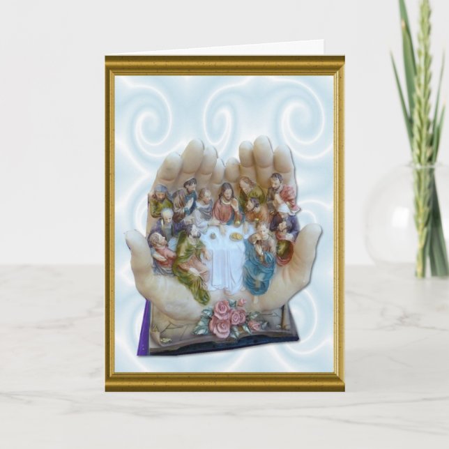 Tarjeta Festiva La última cena, en la mano de Dios (Anverso)