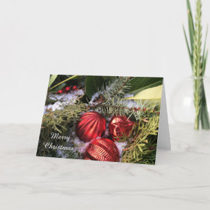 Tarjeta Festiva La vegetación de la nieve y la espuma roja