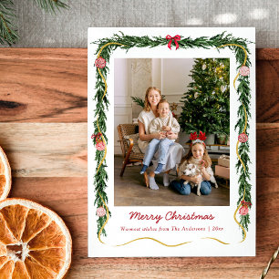 Tarjeta Festiva La vegetación de los Navidades modernos y la foto 