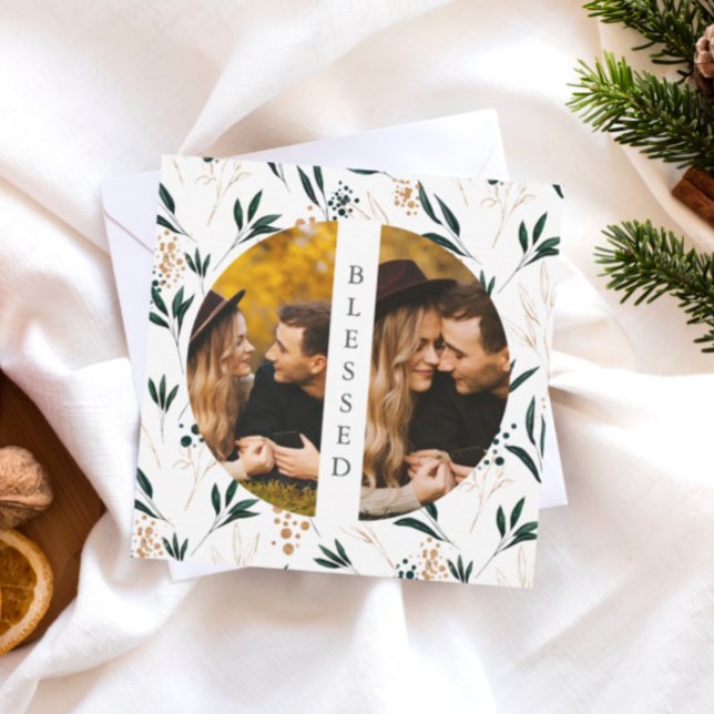 Tarjeta Festiva La vegetación dorada bendice dos fotos (Subido por el creador)