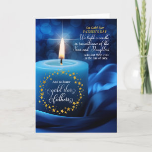 Tarjeta Festiva La vela azul del Día del Padre, estrella del oro g