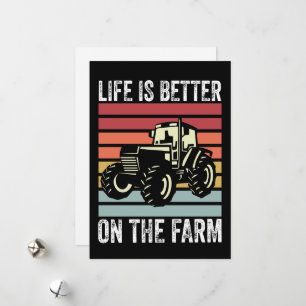 Tarjeta Festiva La vida es mejor en la granja - Amantes de la agri