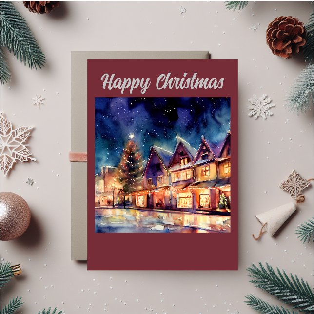Tarjeta Festiva La vieja Inglaterra en los Navidades (Christmas scene card that can be personalized to fit your needs.)