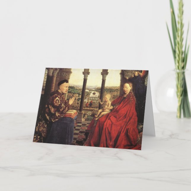 Tarjeta Festiva La Virgen del canciller Rolin en enero van Eyck (Anverso)