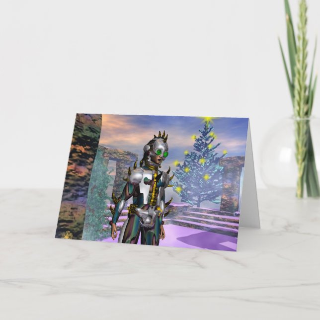 TARJETA FESTIVA LA VÍSPERA DE AÑO NUEVO DE UN CIBORG DROPADO... (Anverso)