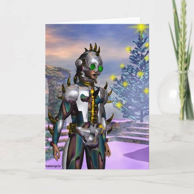 TARJETA FESTIVA LA VÍSPERA DE AÑO NUEVO DE UN CIBORG DROPADO... (Anverso)