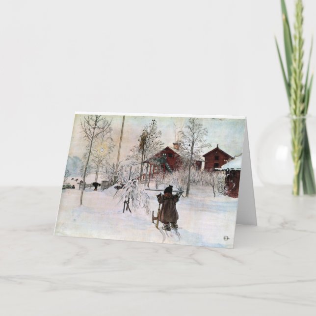 Tarjeta Festiva "La yarda y el Lavado-House" por Carl Larsson (Anverso)