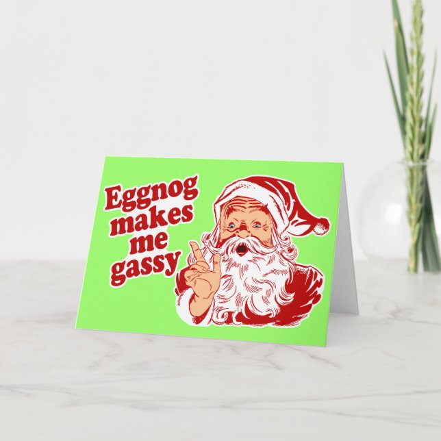 Tarjeta Festiva La yema hace Santa flatulento (Anverso)