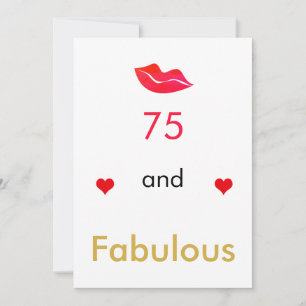 Tarjeta Festiva Labios de corazones rojos 75 y FABULOSO 