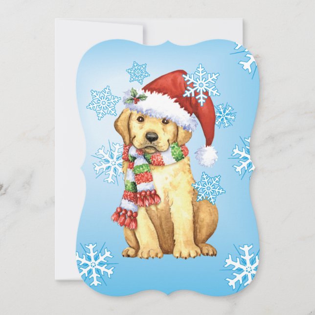 Tarjeta Festiva Laboratorio amarillo feliz de Howlidays (Anverso)