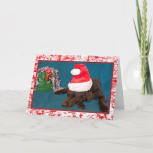 Tarjeta Festiva Laboratorio de chocolate con foto de Santa Hat