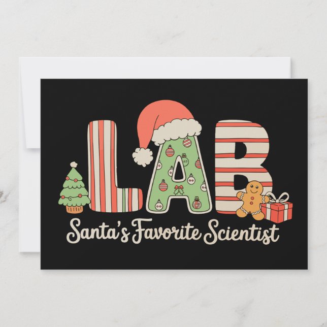 Tarjeta Festiva Laboratorio de Navidades Científicos Favoritos de  (Anverso)
