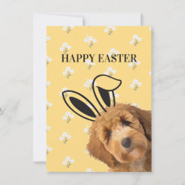 Tarjeta Festiva Labradoodle Amarillo Floral Bungalow Oídos Gracios