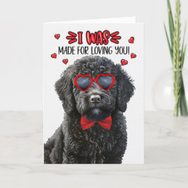 Tarjeta Festiva Labradoodle negro hecho para amarte San Valentín