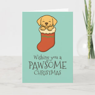 Tarjeta Festiva Labrador amarillo en Navidades en crisis