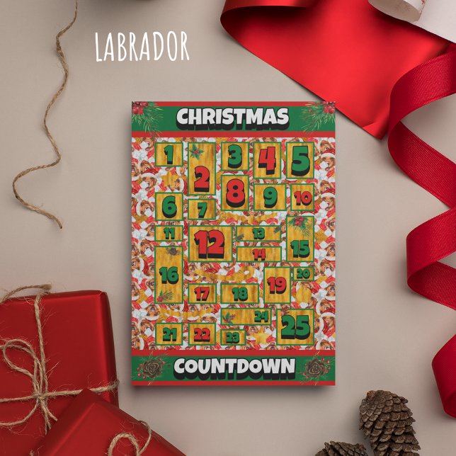 Tarjeta Festiva Labrador Calendario de Navidades de cuenta regresi (Subido por el creador)