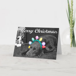 Tarjeta Festiva Labrador Chocolate con Diadema Foto Texto Personal