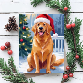 Tarjeta Festiva Labrador con sombrero de Santa | Pintura de perro 