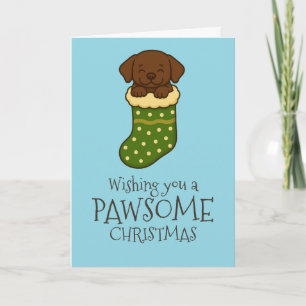 Tarjeta Festiva Labrador de chocolate en Navidades en reserva