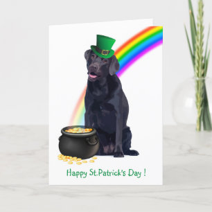 Tarjeta Festiva Labrador de San Patricio - Laboratorio Negro