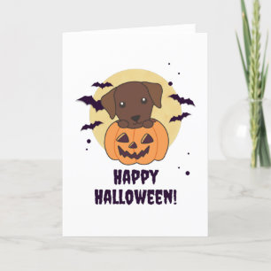 Tarjeta Festiva Labrador En Calabaza Perros Bonitos Feliz Hallowee
