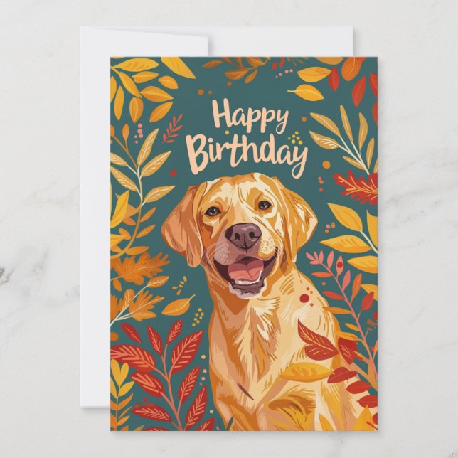 Tarjeta Festiva Labrador Feliz cumpleaños (Anverso)