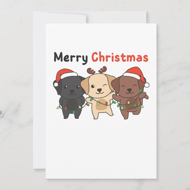 Tarjeta Festiva Labrador Merry Christmas Cute Dogs (Anverso)