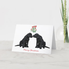 Tarjeta Festiva Labrador negro mistletoe cachorro de perro