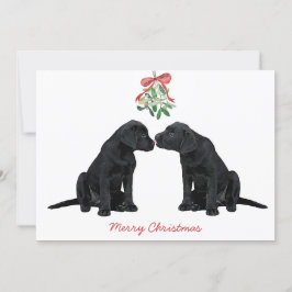 Tarjeta Festiva Labrador negro Mistletoe Cute Perro Cachorro