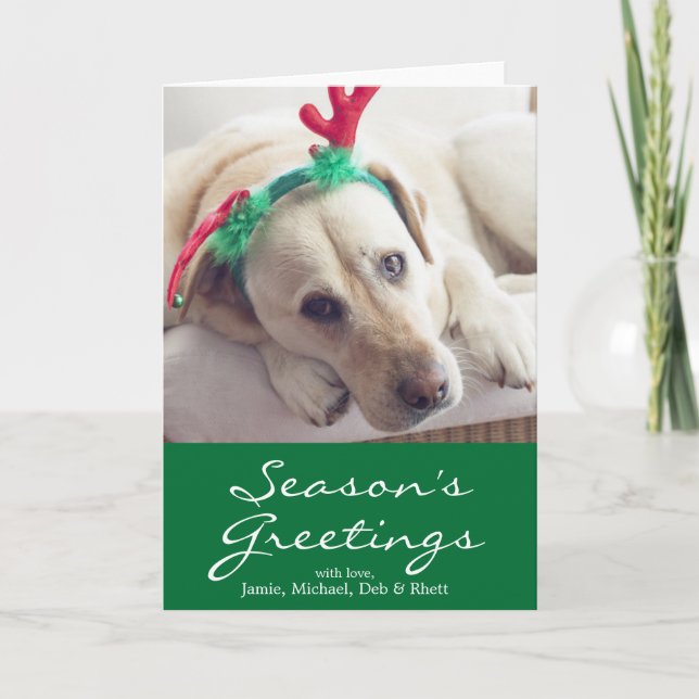 Tarjeta Festiva Labrador perro con orejas Navidades (Anverso)