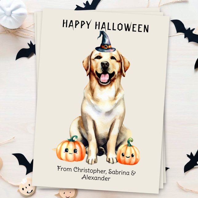 Tarjeta Festiva Labrador perro recuperador feliz Halloween (Subido por el creador)