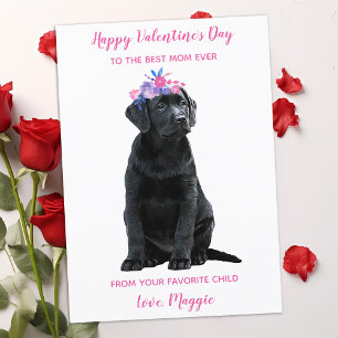 Tarjeta Festiva Labrador Puppy Mom Día de San Valentín